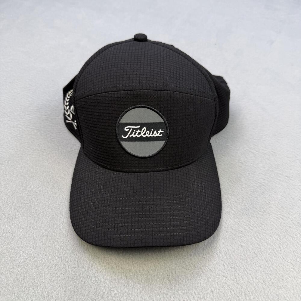 Titleist Hat Cap Mens Fitted One Size Black Boardwalk 5 Panel Golf Patch